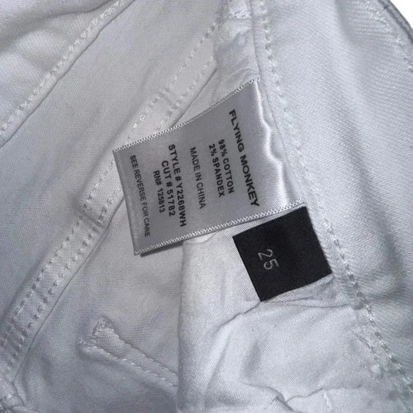 Women's Flying Monkey Distressed cropped flare Jeans, Size 25, White, trendy - Picture 5 of 7